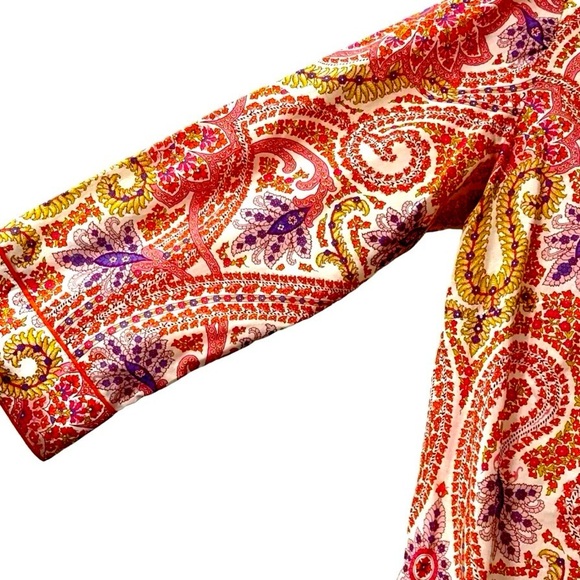 ROBERT GRAHAM Cotton Orange
Floral Paisley 3/4 Sleeve Tunic Blouse - Picture 4 of 7